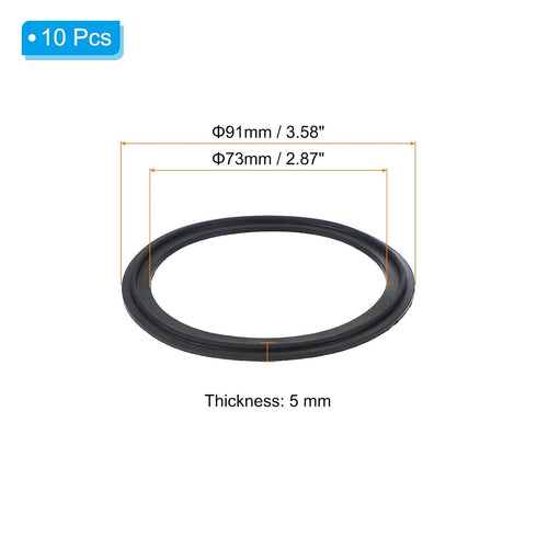 10pcs 91mm 73mm PATIKIL Tri Clamps Gasket, OD ID Sanitary TC Tri Clamps Gasket Tri Pipe Rubber Ferrule Washers Tube