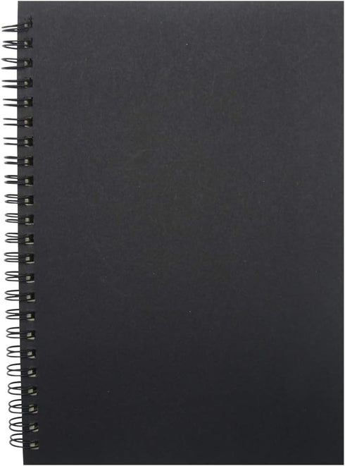 Yansanido Spiral Notebook, 4 Pcs A5 Black Craft Softcover, 8mm Ruled, 60 Sheets, 120 Pages Journals for Study