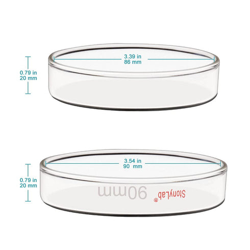 stonylab 10pk Glass Petri Dishes, 90x20 mm Autoclavable Borosilicate Glass Cell Culture Dishes with Clear Lid