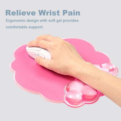 Pink Cloud Gel Wrist Rest for Keyboard and Mouse, Ergonomic Mouse Pad with Wrist Support Non-Slip Base for Typing Pain