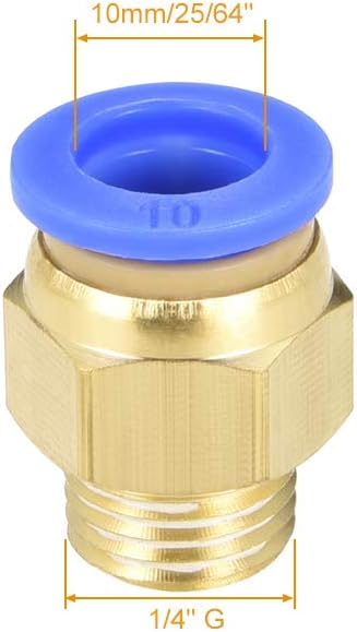 uxcell Straight Pneumatic Push to Quick Connect Fittings G1/4 Male x 10mm Tube OD 10pcs