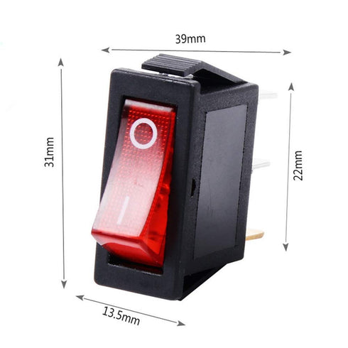 5 Pcs AC 16A/250V 20A/125V 3 Pin Switch, 2 Position Red Light On Off SPST Boat AC Rocker Switch KCD3