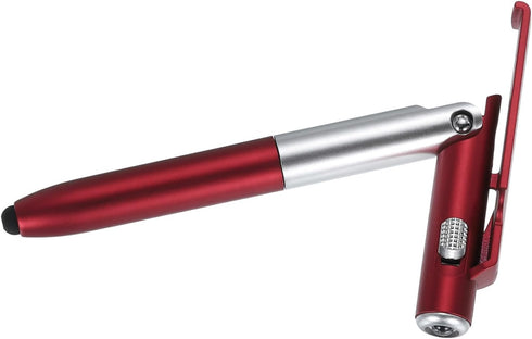 MECCANIXITY Multifunction Stylus Pen, Capacitive Touch Screen Ballpoint Pens with LED Light, Red, Foldable Phone Holder