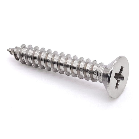 Glvaner #14 x 1-1/4 inch Flat Head Wood Screws, 50 pcs 304 Stainless Steel Self Tapping Screw