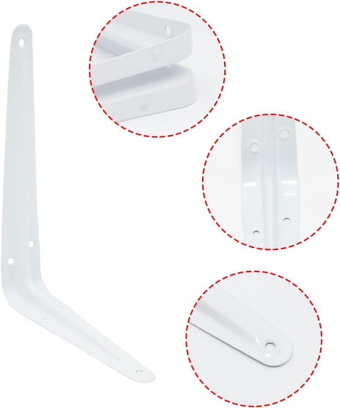 Mormchlots 24Pcs 8 6 Inch x White Shelf Brackets, Heavy-Duty Metal Steel Corner L Brackets for Shelves Shelf