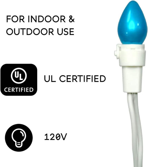 Easter String Lights LED Multi Color Glass C3 Lights, 50 Count, 120V UL Certified Connectable Outdoor String Light