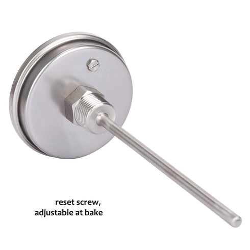 Measureman Fully Stainless Steel Pot, Kettle with Bimetal Dial Thermometer, 3" Dial, 0-250 deg F, Adjustable, 1/2" NPT