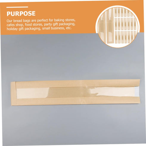 100pcs Packaging SMASOLO French Bread Bags with Window Oil-resistant Homemade Bread for Bakeries Cafes and Food Storage