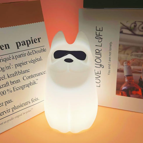 7 Cute Dog Night Light, Colors Want Want Nightlight, LED Bedside Lamp, Touch-Sensitive for Bedroom, Living Room,Dorm
