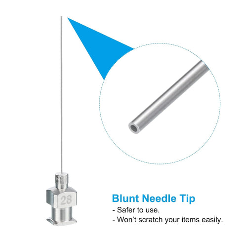PATIKIL 28Ga x 1.5 Inch Stainless Steel Dispensing Needle Tips, 12Pcs Blunt Tips for Thick Glue