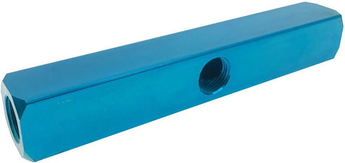 1/2" PT Threaded Ports Aluminum Quick Connect 5 Way Air Manifold Block Splitter, Blue