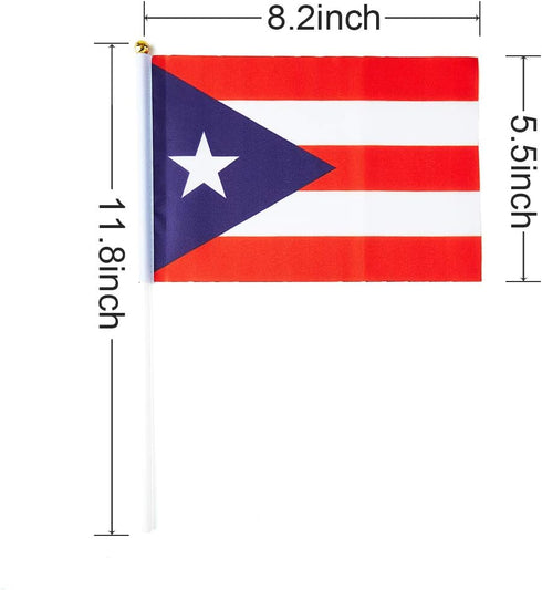 Puerto Rico Flag - Small Handheld Mini Flags on Stick for Party, Parades, Sports Events