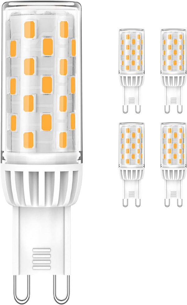 G9 LED Bulb Dimmable 4W, 40 Watt T4 Halogen Equivalent, 3000K Soft Warm White, 120V Flicker Free, 450LM (5 Pack)
