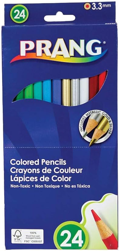 Prang Colored Woodcase Pencils 22240, 3.3 mm, 24 Assorted Colors/Set