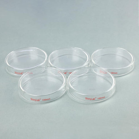 stonylab 5-Pack Glass Petri Dish with Lid, Borosilicate Clear Autoclavable Cell Culture Dish for Laboratory