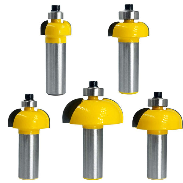 Wolfride 5pcs 1/2 Inch Shank Cove Router Bit Set Cove Molding Router