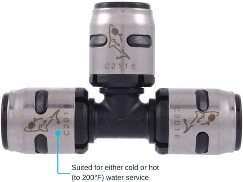 SharkBite 1/2 Inch EvoPEX Tee, Pack of 3, Push to Connect Plumbing Fitting, PEX, K362Z3
