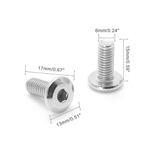60 Pcs M6x15mm Stainless Steel Flat Head Hex Socket Cap Bolts Screws Countersunk Connector Fastener