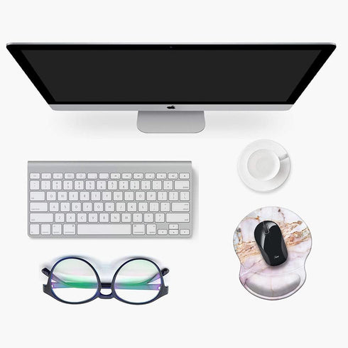 Ergonomic Design Mouse Pad with Wrist Rest Support, Cute SOFE Cloth, Non-Slip PU Base Mouse Mat for Gaming & Working