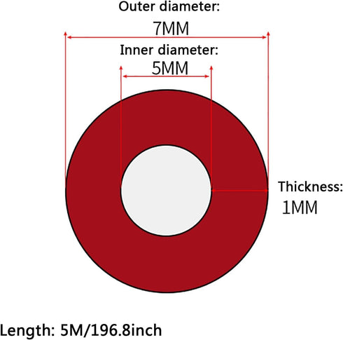 AXYGENYU 1pc 5m (16.4ft) Winemaking(5mm*7mm) Flexible Food Grade Silicone Tubing - Red Gas Hose for Pump Transfer, Home