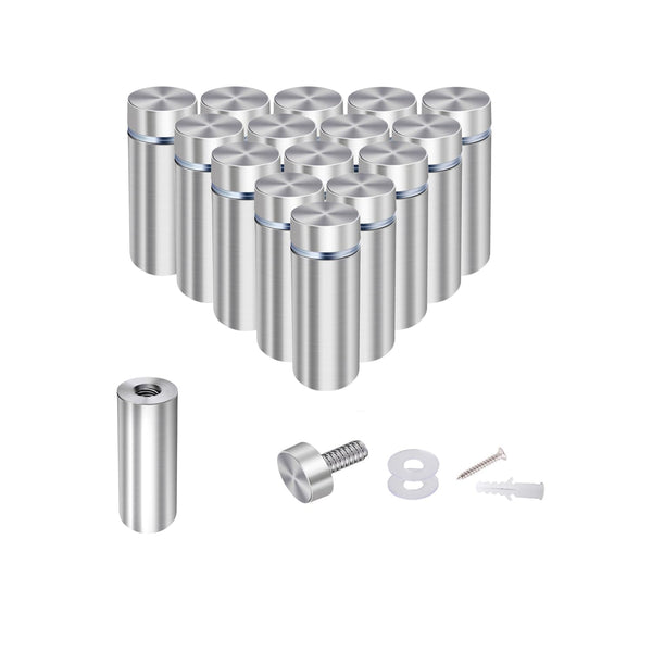 1/2” Dia x 2” L Standoffs Screws for Acrylic, Silver Sign Standoff Wall Mounts Hardware 16 Pack, Stainless Steel Holder