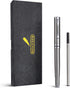BEILUNER Silver Ballpoint Pens, Stainless Steel Body, Smooth Writing Experience, Dishwasher Safe Gift Box with Refill