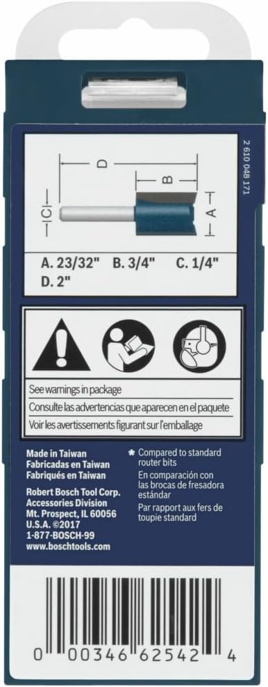 84602MC 23/32 3/4 Bosch in. x in. Carbide-Tipped Plywood Mortising Router Bit