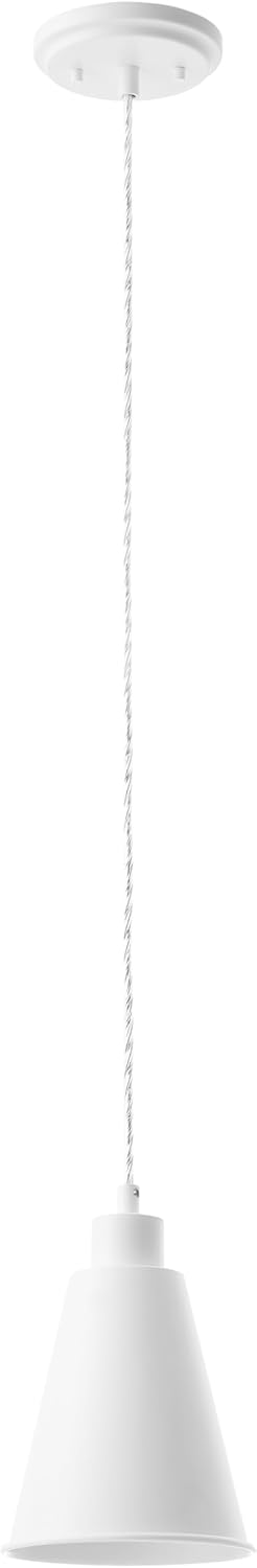 Aspen Creative 61180-23-1 1 6" 6-1/2"H Adjustable Light Indoor Pendant, Alabaster White Finish, W x