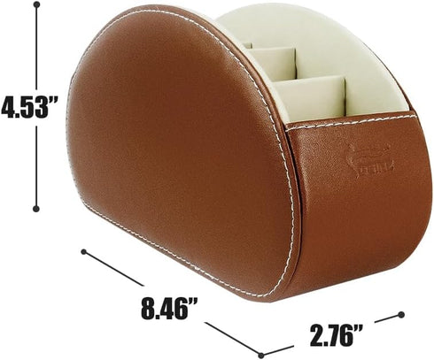 Remote Control Holder Organizer, Leather Storage with 5 Spacious Compartments for TV Remotes - Brown