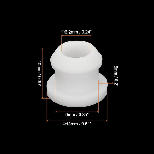 MECCANIXITY 10Pcs White Snap Rubber Grommet Plug Mount, Dia 9mm ID 6.2mm Seal for Electrical Box Cable Pipe
