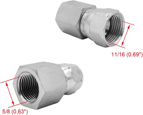 (2-PACK) 6506-06-08 Hydraulic Hose Adapter Fitting 3/8" Female (3/8"-18NPTF) × 1/2" Female JIC 37° Swivel (3/4"-16UNF) Straight Pipe Joints Tube Connector Carbon Steel by BEITERSTOE