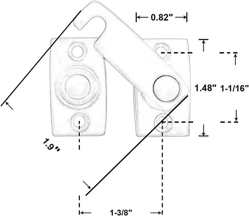 7/8" 2-3/32", 1 Pack, QCAA Solid Brass Shutter Bar/Door Latch, x Matte Black, Made in Taiwan