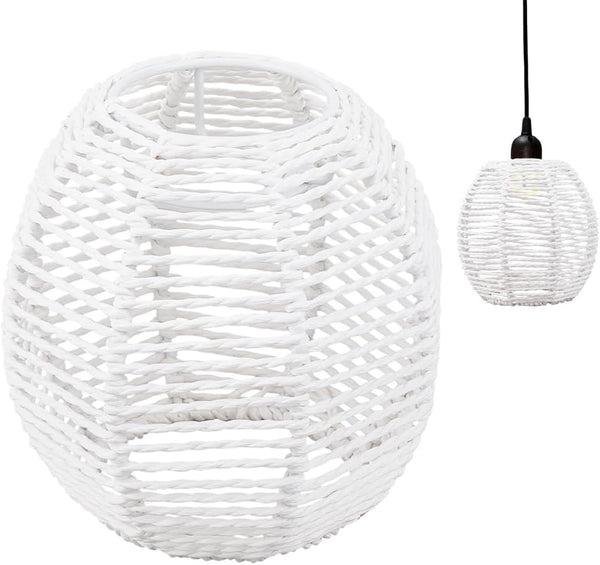 BENECREAT Small Boho Shades Replacement, White Paper Cord Lampshade Woven Pendant Light