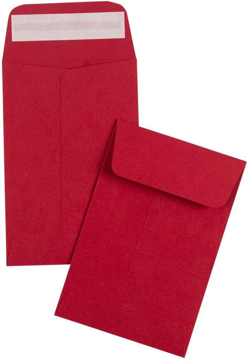LUXPaper #4 Coin Envelopes | Peel & Press | 3'' x 4 1/2'' | Ruby Red | 250 Qty