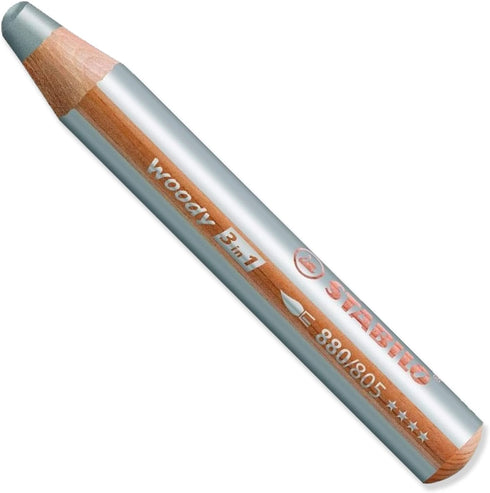 STABILO Multi-talented 3-in-1 Pencil Woody, Pack of 2, Gold & Silver