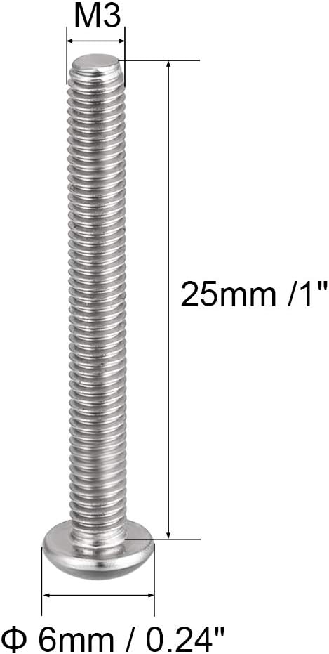 uxcell M3x25mm Machine Screws, Hex Socket Round Head Screw, 304 Stainless Steel Fasteners, 20pcs