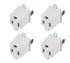 Oviitech 4 Pack 3 Prong to 2 Prong Grounded Outlet Wall Tap Adapter, Single Outlet Converter in White