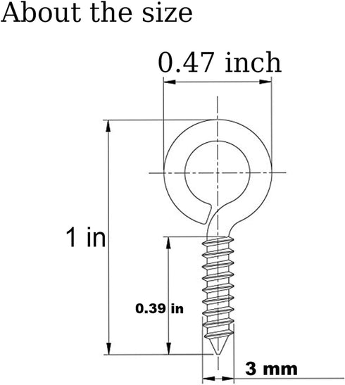 Axe Sickle Black 1 Inch Metal Screw Eye Pins Hooks Mini for DIY Jewelry Making, 100 Pcs