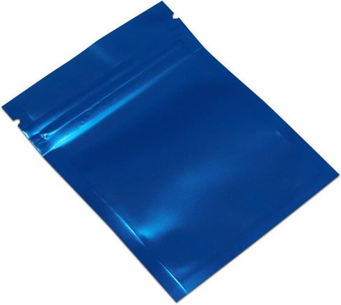 FERENLI 100 Pcs Mylar Bag Food Storage, Zip Matte Foil Lock Airtight Bags with Front Window, 7.5x10cm (3x3.9 inch), Blue