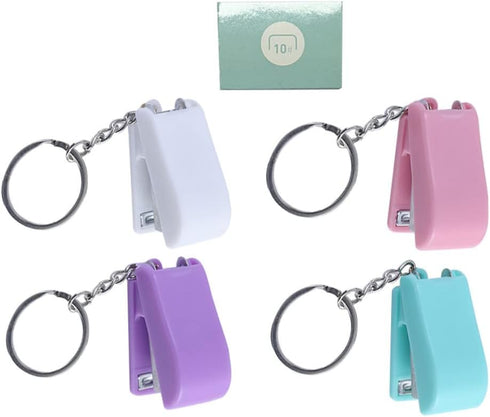 Heavy Duty Keychain Mini Stapler, 5 Pieces, Tiny Portable Hand Staplers for Office DIY Tools