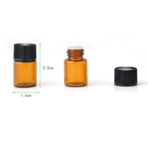 Enslz Mini Essential Oil Bottles Empty Sample Bottle 1ml & 2ml Amber Glass with Orifice Reducer