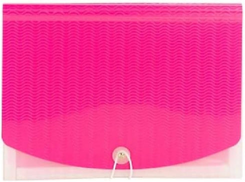 Smead Poly Expanding File, Wave Pattern Pink/Clear, 12 Dividers, Flap and Cord Closure, Letter Size (70864)