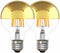 Half Gold Light Bulb Dimmable, 6W G80/G25 Globe Shape, 2700K Warm White Edison Bulb, Gold Tipped Mirror, Pack of 2