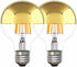 Half Gold Light Bulb Dimmable, 6W G80/G25 Globe Shape, 2700K Warm White Edison Bulb, Gold Tipped Mirror, Pack of 2