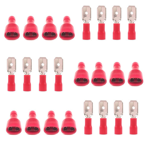 100PCS Spade Terminal 22-16 AWG Male Female Insulated Wire Connectors Electrical Crimp Connectors (Red/SPSH)