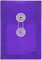JAM PAPER 12/Pack Plastic Envelopes with Button & String Tie Closure - 4 1/4 x 6 1/4 - Purple