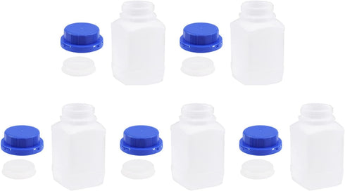 YOKIVE 5 Pcs Lab Chemical Bottle, Plastic Containers with Wide Mouth for Reagent Sample Sealing