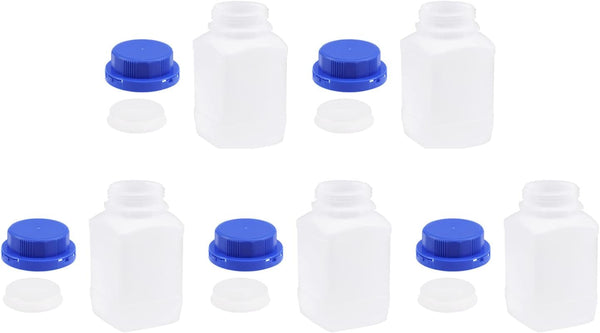 YOKIVE 5 Pcs Lab Chemical Bottle, Plastic Containers with Wide Mouth for Reagent Sample Sealing