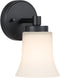XiNBEi Lighting Wall Sconce, 1 Light Black Glass Vanity Light for Bathroom & Hallway, Model XB-W1235-1-MB