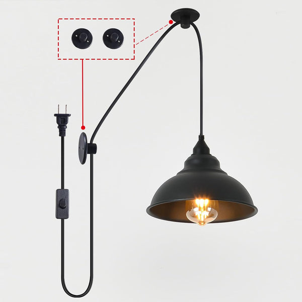 KOLAKODLUX Plug in Pendant Light Fixtures Hanging Lamp Shades Hanging Light with Plug